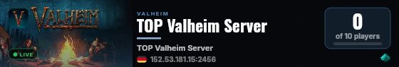 TOP Valheim Server live status badge