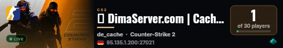 █ DimaServer.com | Cache #2 | Battlepass / Missions / Skins live status badge
