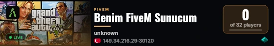 Benim FiveM Sunucum live status badge