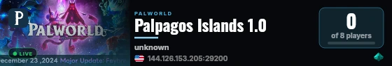 Palpagos Islands 1.0 live status badge