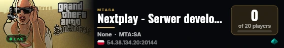 Nextplay - Serwer developerski @2026 live status badge