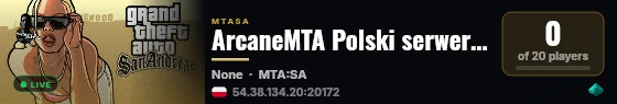 ArcaneMTA Polski serwer RPG live status badge