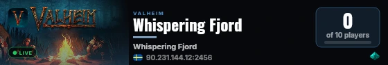 Whispering Fjord live status badge