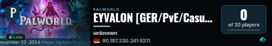 EYVALON [GER/PvE/Casual/Relaxed] live status badge