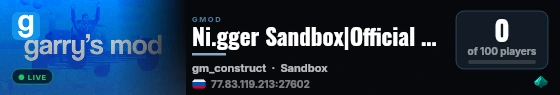 Ni.gger Sandbox|Official Facepunch server live status badge