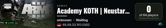 Academy KOTH | Neustart 2026 live status badge