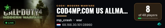 COD4MP.COM US ALLMAPS TDM live status badge
