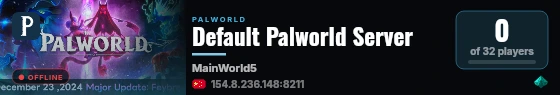 Default Palworld Server live status badge