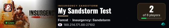 My Sandstorm Test live status badge
