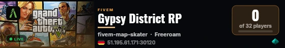 Gypsy District RP live status badge
