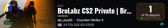 BroLabz CS2 Private | BroLabz.com | Comp 5v5 live status badge