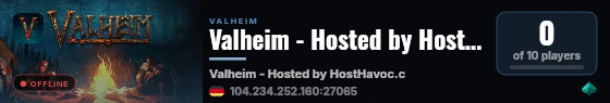 Valheim - Hosted by HostHavoc.com live status badge