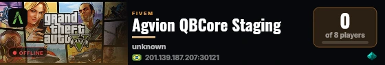 Agvion QBCore Staging live status badge