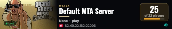 Default MTA Server live status badge