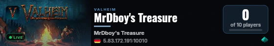 MrDboy's Treasure live status badge