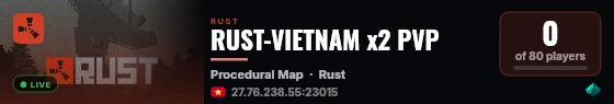 RUST-VIETNAM x2 PVP live status badge