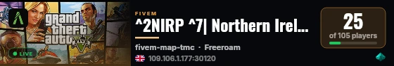 ^2NIRP ^7| Northern Ireland Roleplay live status badge