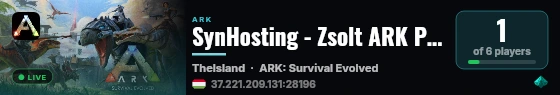 SynHosting - Zsolt ARK PvE - (v361.7) live status badge