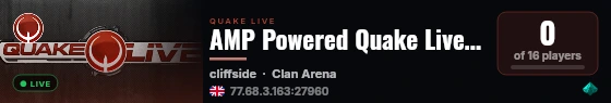 AMP Powered Quake Live Server live status badge
