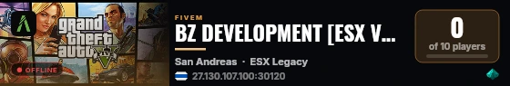 BZ DEVELOPMENT [ESX VERSION] | ESX Legacy Server live status badge
