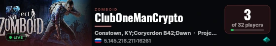 ClubOneManCrypto live status badge