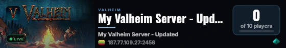My Valheim Server - Updated live status badge