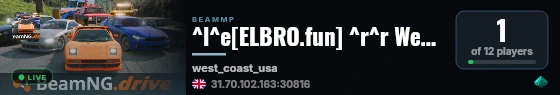 ^l^e[ELBRO.fun] ^r^r West Coast USA, ^lAccount system!^r (nicknames, until BeamMP is back), 2 vehicles, (almost) Vanilla live status badge