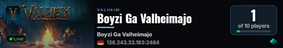 Boyzi Ga Valheimajo live status badge
