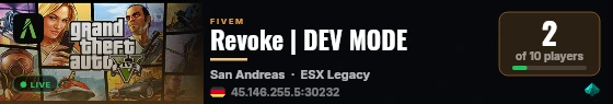 Revoke | DEV MODE live status badge