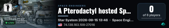 A Pterodactyl hosted Space Engineer Server live status badge