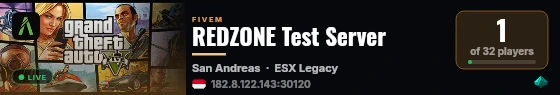 REDZONE Test Server live status badge