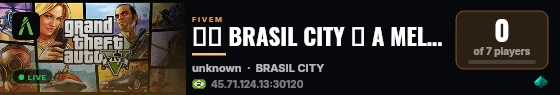 🇧🇷 BRASIL CITY ➜ A MELHOR EXPERIÊNCIA RP DO BRASIL 🇧🇷 live status badge