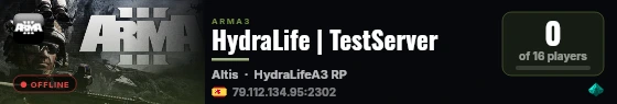 HydraLife | TestServer live status badge