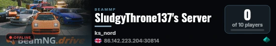 SludgyThrone137's Server live status badge