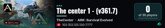 The center 1 - (v361.7) live status badge