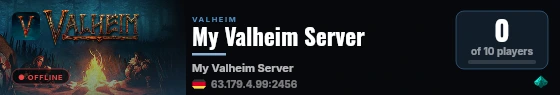 My Valheim Server live status badge