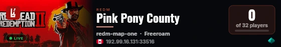 Pink Pony County live status badge