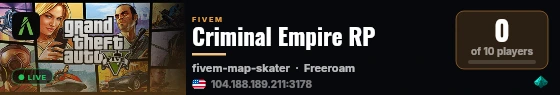Criminal Empire RP live status badge