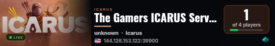 The Gamers ICARUS Server live status badge