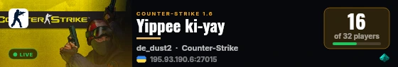 Yippee ki-yay live status badge