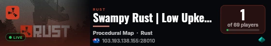 Swampy Rust | Low Upkeep | Vanilla live status badge