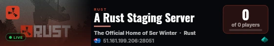 A Rust Staging Server live status badge