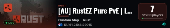 [AU] RustEZ Pure PvE | Low Decay | No Killing | No Raiding live status badge
