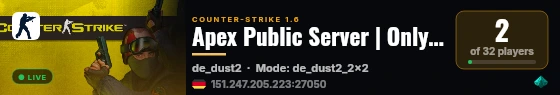 Apex Public Server | Only DD2 live status badge