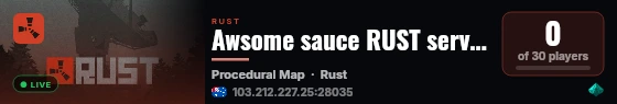 Awsome sauce RUST server live status badge