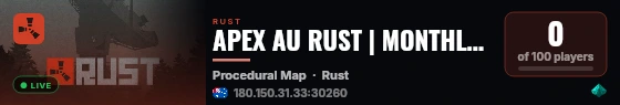 APEX AU RUST | MONTHLY | LOW UPKEEP live status badge