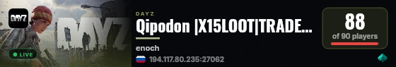 Qipodon |X15LOOT|TRADER|BOATS|HELIS|EVENTS | Chenarus live status badge