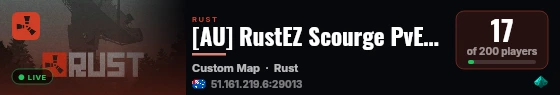 [AU] RustEZ Scourge PvE | Zombies | No Raiding | No Killing live status badge