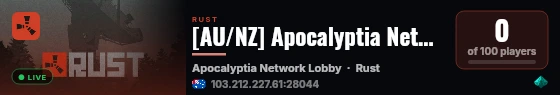 [AU/NZ] Apocalyptia Network Lobby live status badge