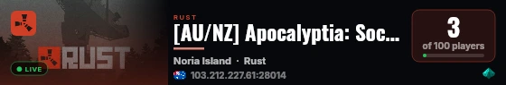 [AU/NZ] Apocalyptia: Society Reborn 2.5x PvE live status badge